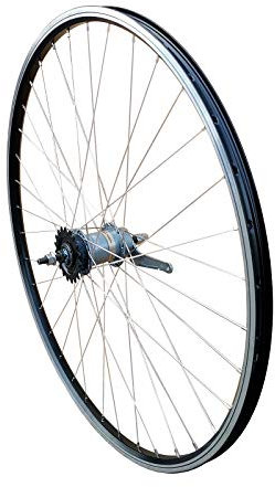 28 Zoll Hinterrad mit 3-Gang Nabe, Rücktrittbremse, Alu-Hohlkammerfelge, NIRO-Speichen, schwarz-Silber (nur Hinterrad)