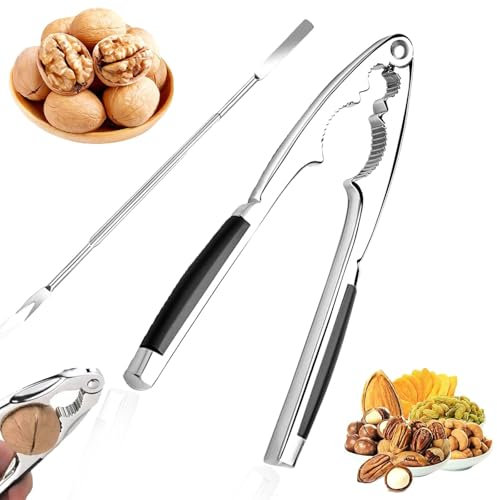 FISH DRAGATE schiaccianoci,schiaccianoci acciaio inox,schiaccianoci antiscivolo con 1 forchette in acciaio inox,schiaccianoci multifunzionale per noci, mandorle, nocciole, frutti di mare