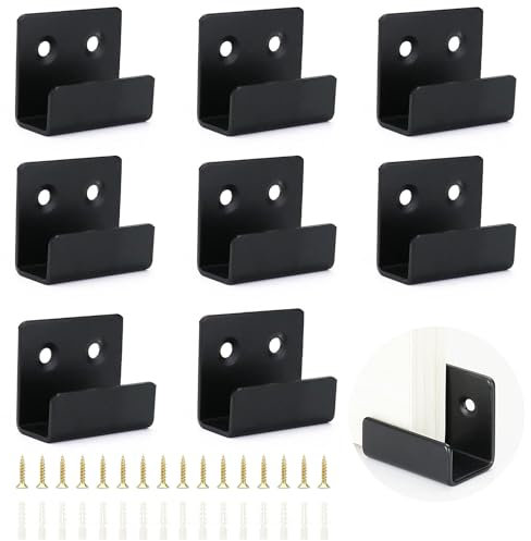 Begpoee 8 Pièces Crochets Robustes Carreaux de Acier Inoxydable, Crochet Mural Robuste avec vis et Tube d'Expansion, Pour Salles de Bains, Cuisines et Garages(Noir, Largeur Intérieure 20mm)