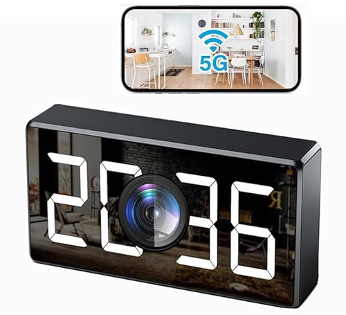 GHYREX Klockkamera 5G 4K HD trådlös kamera WiFi barnvaktskamera för hem inomhus säkerhet med rörelsedetektion och mörkerseende 【Uppgraderad】