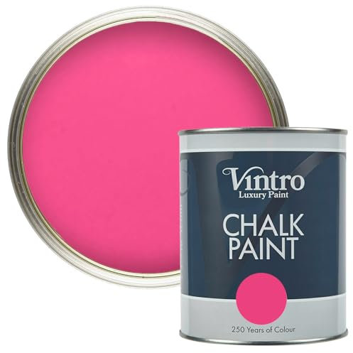 Vintro Paint - Chalk Paint for Furniture, Walls and Woodwork. Interior Use. Quick Dry. 1 Litre (Bright Pink - Deptford Pink)