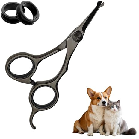 Ciseaux pour Chiens, Animaux et Chats, pour Visage, Pattes, Oreilles, Yeux et Hanches, avec Pointes Rondes de Sécurité, Acier Inoxydable Revêtu de Titane, Longueur 5,3 Pouces