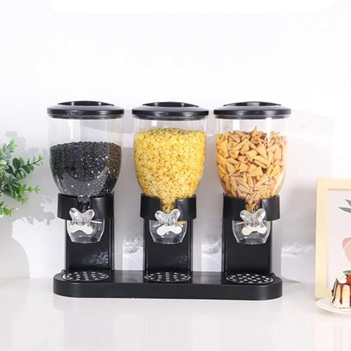 Yopption Triple Food Dispenser, 6L Countertop Dry Foods,Cereal Storage Containers, Dispensers Cereal Container Dispenser, for Rice Grains Nuts Snack Oatmeal Pet Food