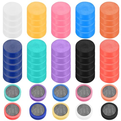 Aoyfuwell 50 Pcs Fridge Magnets, 20mm Colorful Round Extra Strong Whiteboard Magnets, Magnetic Buttons for Crafts White Board Notice Boards Planning Boards Calendars Refrigerator Magnet