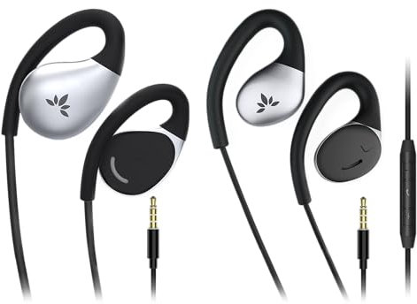 Avantree Resolve (Tamaños Pequeño Y Grande) – 2 Pack Auriculares Abiertos con Cable Y Micrófono, Ajuste Cómodo, Escucha Ambiental, con Ganchos, para Oficina, Casa, Exterior, Entrada AUX De 3,5 mm