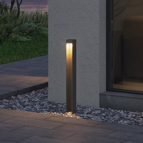 doporro Path Light Outdoor IP65 Garden Light with Power and 5 W LED 3000 K 60 cm Outdoor Floor Lamp for Patio Garden Path Driveway Modern Bollard Light Sand Grey Dark