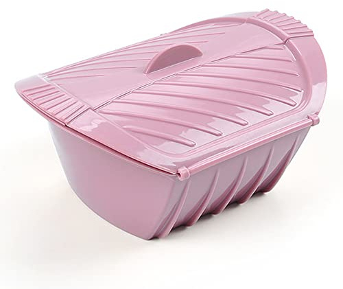 Vaporizador de silicona para microondas con asa y tapa para preparación de comidas con división desmontable, fácil de almacenar, utensilios de cocina para microondas, congelador y lavavajillas, rosa