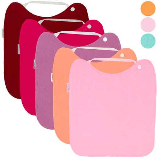 HOMYBABY® Lot 5 Bavoirs Bebe pour DME en Éponge - Bavoir Elastique Maternelle - Idéal pour la Crèche - Bavoir Imperméable Bébé Réutilisable - Puericulture bébé