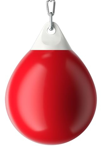 GYMAX Sac de Frappe à Eau Suspendu, avec Chaîne Métallique 100cm, Réglable Boucles, Sac d'eau de Boxe, Plus Sûr Moins Bruits, Convient pour Enfants et Adolescents (Rouge)