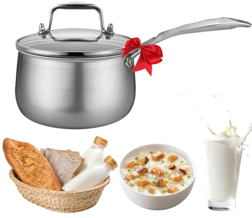 2 L titan treskikts kastrull, för hälsosam matlagning, diskmaskinssäker, med lock, 3-i-1 ultralätt köksredskap, induktionskompatibel och rostfri