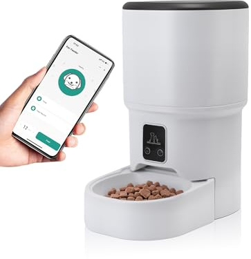 4L Distributore automatico di cibo per gatti, distributore automatico intelligente WiFi, controllo tramite app, doppio alimentatore,distributore di cibo per gatti e cani (4 litri, ciotola singola)
