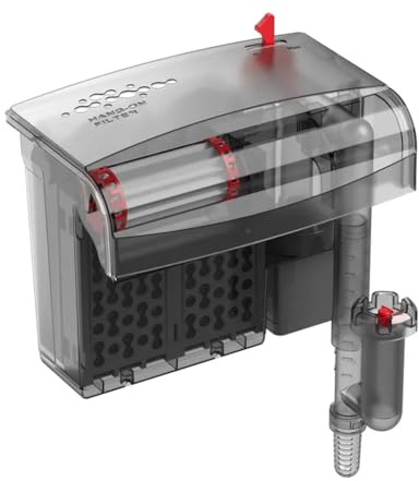 Tigerlily Enterprises 8W HOB Aquarium Filter with Bio-Wheel & Spiral Skimmer. Quiet Multi-Stage Filtration, Adjustable Flow, Hang-On-Back Filter for Fresh & Saltwater Tanks (WB-G220 550L/H)