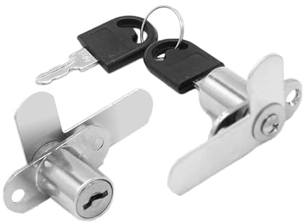 TA-VIGOR 19mm Zinc Alloy Double Door Cabinet Lock with 7-Shaped Locking Rod for Filing Cabinets, Mailboxes and Metal Furniture, Keys Different, Silver