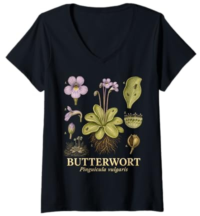 Women's Butterwort Pinguicula Vulgaris Carnivorous Plant Study V-Neck T-Shirt