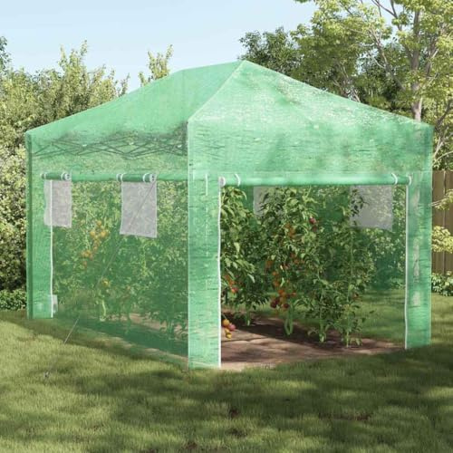 Drillkyn Invernadero con marco emergente verde, 290 x 430 x 315 cm, hierro, invernadero, invernadero, maceta, casa de tomates, cobertizo de cultivo, túnel de lámina para el cuidado del jardín y