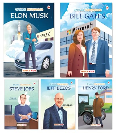 Story Books for Kids - World's Greatest Entrepreneurs (Set of 5 Books) (Illustrated) - Biographies for Kids - Elon Musk, Bill Gates, Jeff Bezos, Steve Jobs, Henry Ford - Age 6+