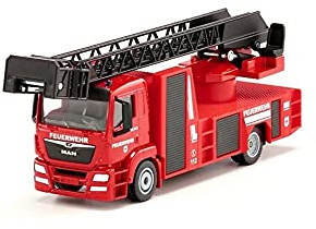 Siku 2114 Camión de Bomberos con Escalera giratoria, Escalera Extensible giratoria, 1:50, Metal/Plástico, Rojo