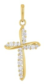 Amor Motivanhänger Damen Anhänger, mit Zirkonia synth., Gold, Kreuz, Kommt in Schmuck Geschenk Box, 2020256