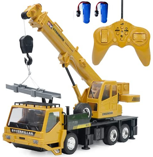 WEECOC RC Kran BAU Traktor Fernbedienung Großer Kran LKW mit Licht und Klang Wiederaufladbare Elektronik Hobby-Spielzeug