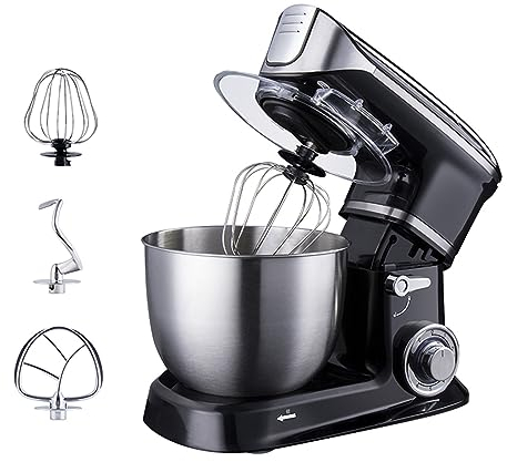 Küchenmaschine Rührmaschine Knetmaschine 5 L Rührschüssel Aus Edelstahl Teigknetmaschine 6 Geschwindigkeit Knetmaschine Mit Teighaken, Schneebesen Optionales Zubehör Fleischwolf & Entsafter 1000 W ( C