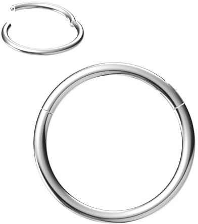 NewkeepsR 20G/18G/16G/10G/8G/6G Steel Clicker Septum Nose Hoop Sleeper Ring