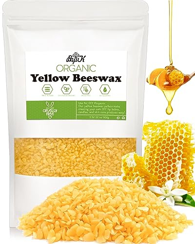 BOYUJK Cera D'api Gialla 906G, Cera D'api per Candele, Pellet di Cera D'api per Prodotti Cosmetici di qualità Ecologica, Cera D'api Biologica per Il Corpo, Cura della Pelle（906G）