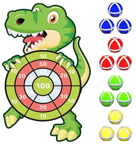 Dart Dino® Jeu de Fléchettes Dinosaure pour Enfants | Cible avec Balles Scratch | Jouet de Coordination Amusant | Facile à Accrocher Intérieur ou Extérieur | pour Garçon et Fille | OriginalCup