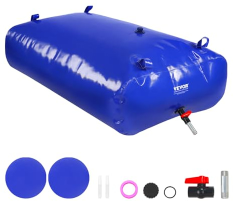 VEVOR 540L/142.7 Gallon Collapsible Water Storage Bladder, RV Water Tank, 1000D Blue PVC, Portable, Fire Prevention, Camping