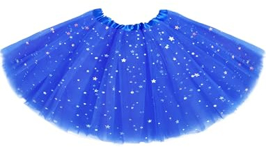 Tutu for Girls Stars Sparkle Princess Ballet Dress Tulle Tutu Skirt for Girls 4-12 Years 3 Layered Blue
