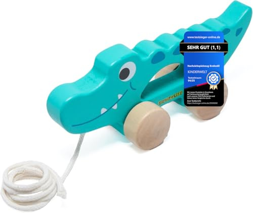 Giocattolo da traino a coccodrillo in legno, giocattolo educativo per bambini, giocattolo per bambini, per tirare, spingere e giocare