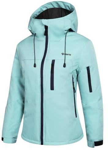 GEMYSE Donna Giacca da Sci con Bretelle Interne Invernale Calda Impermeabile e Antivento Giubbotto da Montagna Ideale per Snowboard Escursionismo e Sport sulla Neve(Acquamarina,XL)