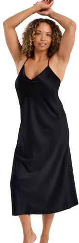 Indigo Sky Women's Samsara Long Satin Chemise, Blackout, 20-22