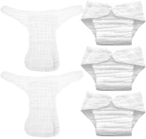 JUMPLAWN Insertos de Pañales de Algodón Lavables y Reutilizables para Niño, 5 Piezas Color Blanco, Talla S, Absorbentes Secado Rápido para Uso en Casa y Viajes