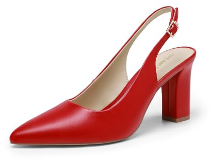 DREAM PAIRS Escarpins Femme Slingback Pointu,Size 41,Rouge