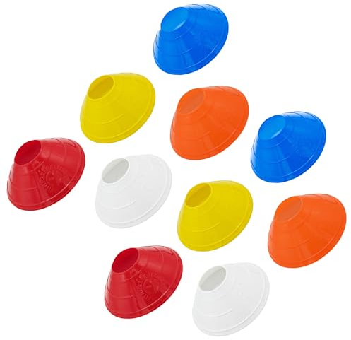 Fitness Health Cône Soucoupe 50 - Fabriqué en Plastique de Haute qualité - Couleurs de Rouge, Bleu, Blanc, Orange et Jaune - pour l'agilité, Le Jeu de Pieds, Le Football, l'entraînement au Hockey