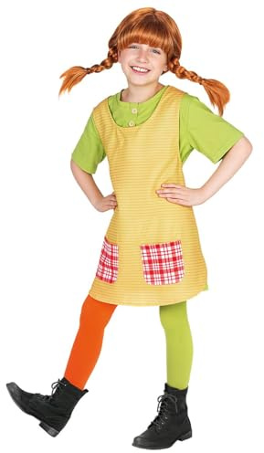 Maskworld Pippi Langstrumpf Kostüm für Kinder 3-teilig - offizielle Lizenz Filmkostüm - Faschingskostüm Kinderkostüm Karneval Verkleidung - 122/128