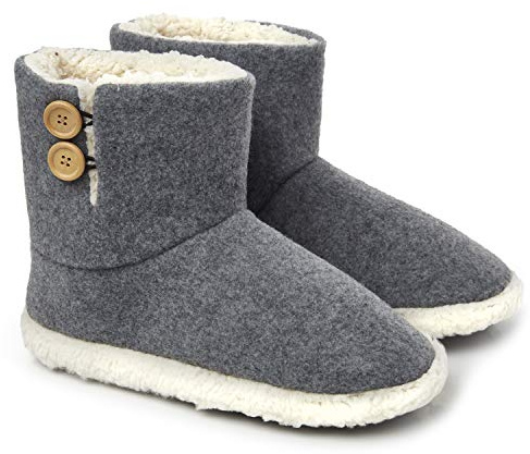 Dunlop Chausson Hommes, Bottines Fourrées Hiver, Chaussons Bottes Homme Intérieur Extérieur, Pantoufles Chaudes Semelles Antidérapantes Mémoire de Forme, Cadeau Original ,Gris,44 EU