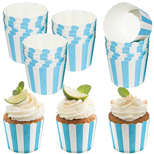 Pirottini Carta Pirottini per cupcake 50 PCS Cupcake Pirottini per Dessert Festa in Casa Matrimonio Compleanno Laurea Decorazione (Azzurro)