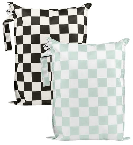 Tiny Twinkle Mess Proof Wet Bags | 2-Pack Reusable Waterproof Wet Bags for Swimsuits | Baby Clothes | Travel & Diaper Bag