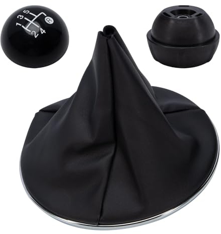 FanPaYY Pomello Leva Cambio 5 Marce kit di sostituzione Compatibile con FIAT 500 500C, Cuffia Leva Cambio Manuale Pomello Ghiera Telaio Cromato