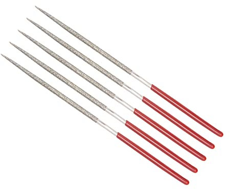 QUARKZMAN Limas de Agujas de Diamante Redondas 5uds, 2mm x 100mm Grano 150, para Metal Vaso Madera Piedra Molienda Pulido Grabado