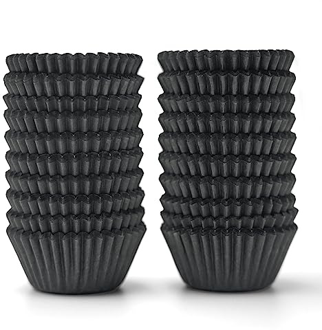 Mini Pirottini per Muffin Carta,400 Pezzi,Antiaderenti,Pirottini per Muffin Carta in Pergamena,Nero,Dimensione Mini
