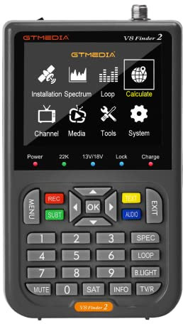 GT Media V8 FINDER2 - Localizador de Satélites Digital y Medidor de Señal DVB-S/S2 H.264 HD 1080P con 7.4 V/4000 mAh Pantalla LCD de 3.5 Ideal para Configuración de Antena Parabólica