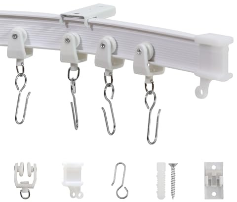 Taaizau Riel flexible para cortinas de techo, riel curvo y flexible para cortinas, montaje en techo para separador de ambientes, privacidad en salón y baño, ducha con techo suspendido - 6 metros