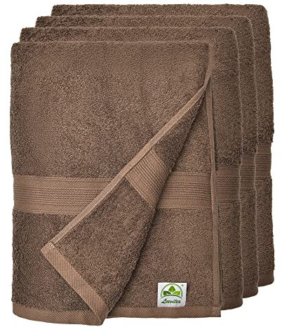leevitex® Handtuch 4er Set aus 100% Baumwolle, weich und saugstark | 500 g/m² | 50 x 100 cm | Schokobraun