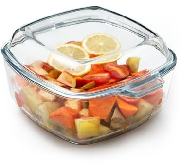 NUTRIUPS 2.5L Auflaufform Glas Mit Deckel - 20cm Rund Lasagne Auflaufform Aus Borosilikatglas