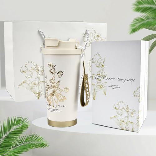 YBCCBY Thermobecher Kaffee 530ml Kaffeebecher Isolierbecher Keramikfutter Kaffeetasse mit Deckel Thermostasse Auslaufsicher Thermo Teebecher mit Sieb Thermotrinkbecher für Heiße und Kalte Getränke