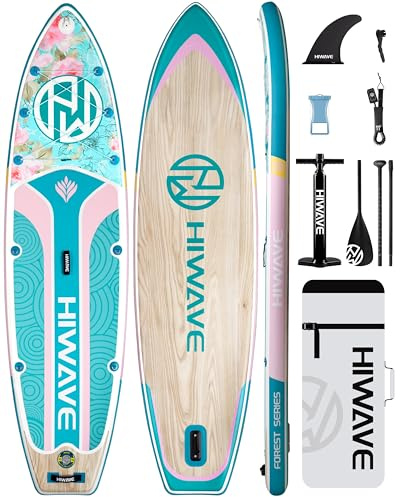 Hiwave US-Wood Green Powder-Hi Adult Unisex Stand Up Paddle Board, Green Powder Wood Grain 11' 34 6