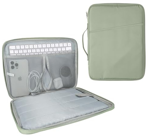 kwmobile Tablet- och tangentbordsfodral kompatibel med Magic Keyboard K380 K480 & 12,9 - 13 surfplatta - Tablettfodral med flera fack - Bluetooth-tangentbordsfodral - Grön