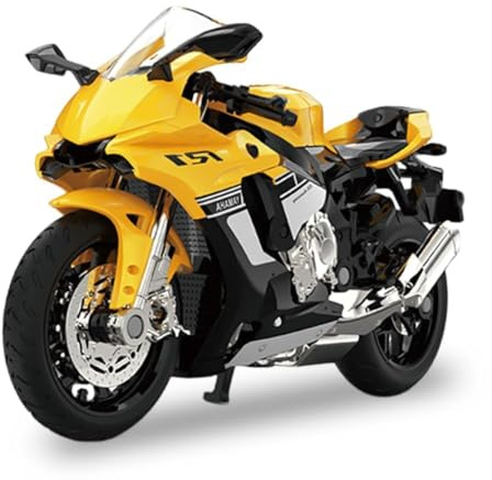 QYJMLH Giocattolo Modello Di Moto, Moto Giocattolo per Bambini,Tirare Indietro la Motocicletta,Per Motociclette Adatto a Regali Di Compleanno Per Torta decorazione (Giallo - 11 cm)